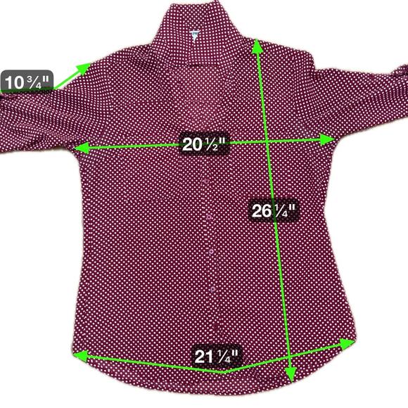 Express Polka Dot Button-Up Blouse Women’s Medium Burgundy Tie Sleeve Top Size M - Picture 2 of 9